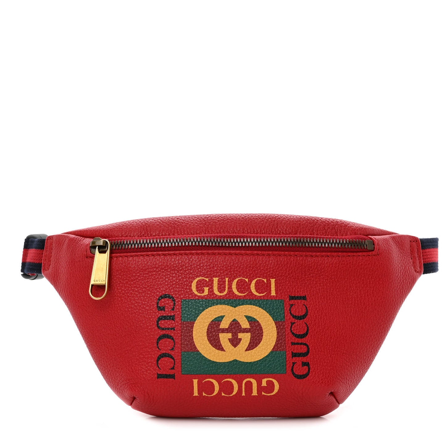 Grained Calfskin Small Logo Belt Bag Hibiscus Red