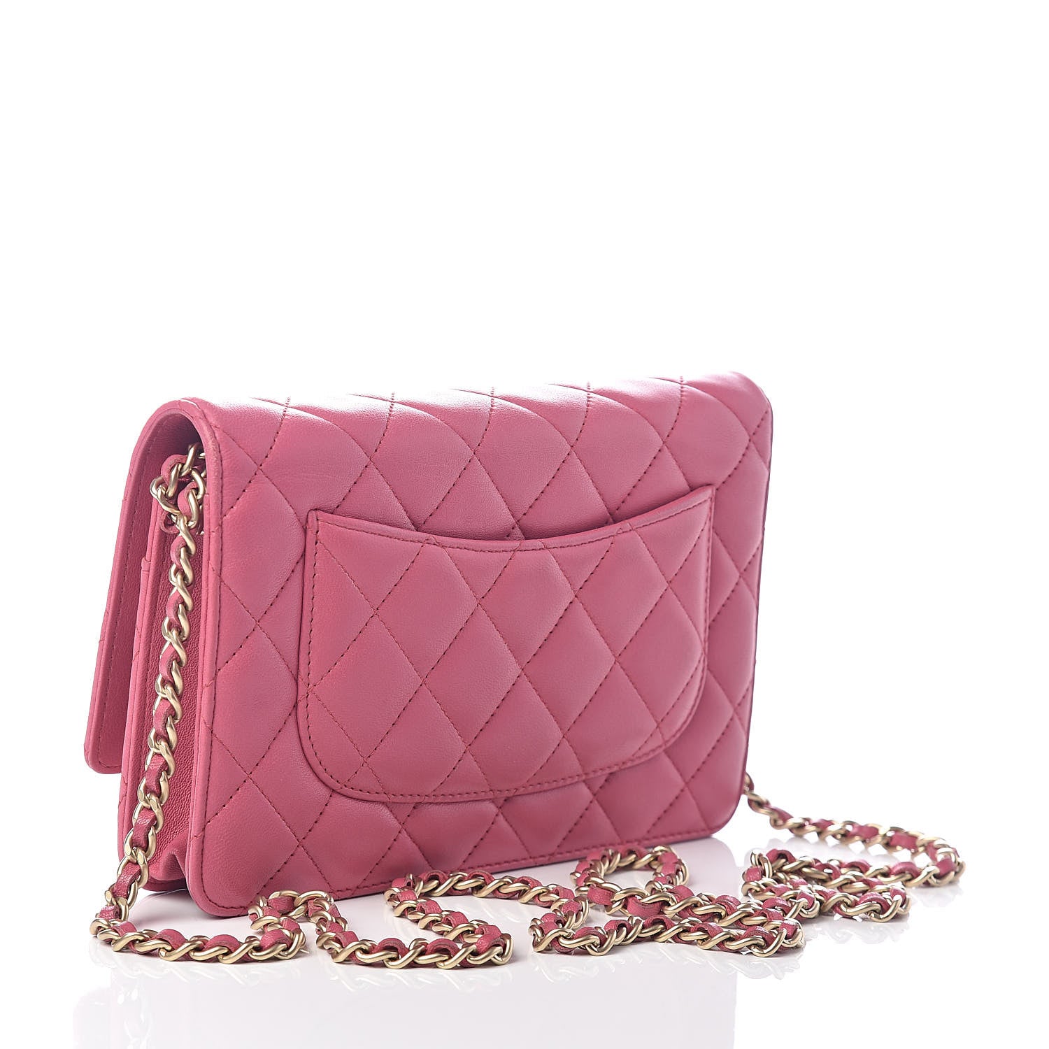 Chanel Lambskin Quilted Wallet On Chain WOC Pink 3 of 12