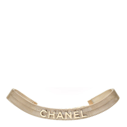 Chanel Mesh Ribbon Choker Necklace Gold 1 of 4