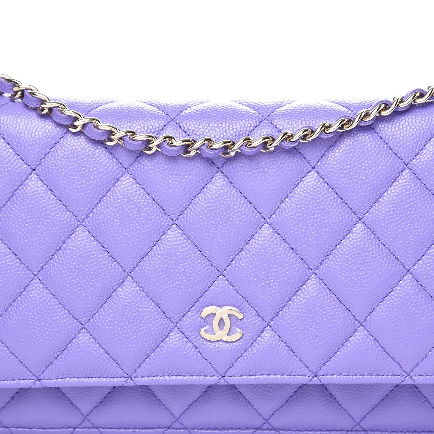 Caviar Quilted Wallet On Chain WOC Purple