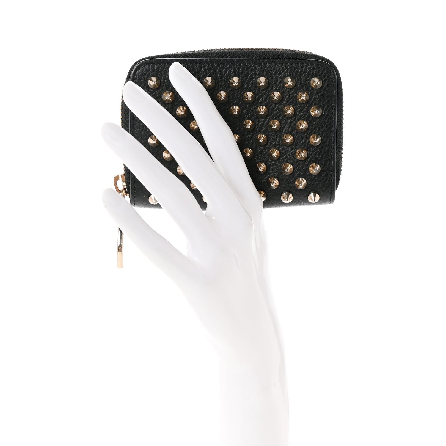 Christian Louboutin Calfskin Spiked Panettone Coin Purse Black 2 of 7