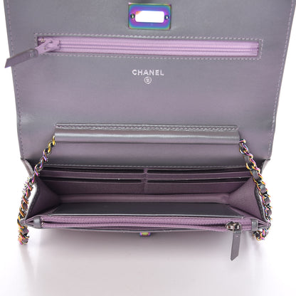 Chanel Iridescent Lambskin Quilted Reissue Wallet On Chain WOC Light Purple 5 of 11