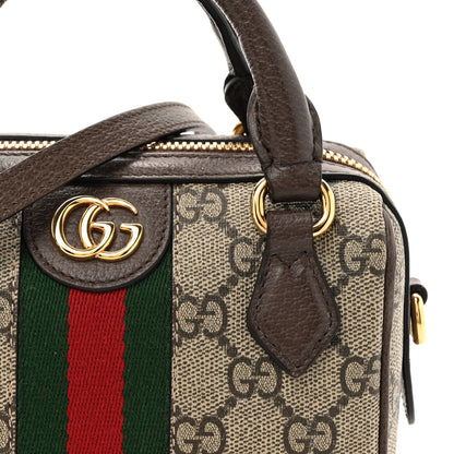 Gucci GG Supreme Monogram Textured Dollar Calfskin Web Super Mini Ophidia Top Handle Bowler Bag Beige Ebony New Acero 8 of 11