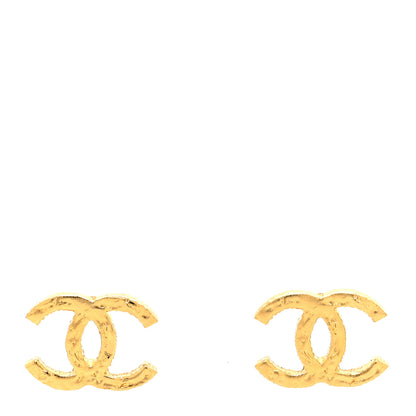 Chanel Metal Textured CC Earrings Gold 1 of 4