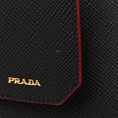 Prada Saffiano Cuir Small Double Bag Black Fuoco 15 of 15