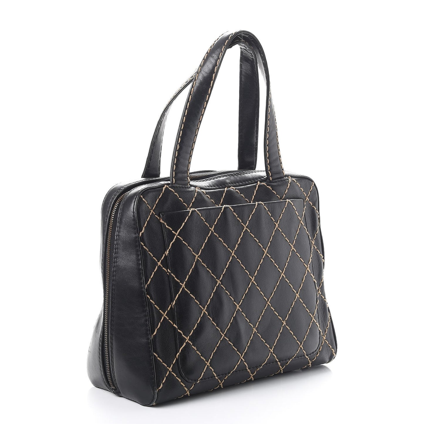 Calfskin Contrast Stitch Surpique Bowler Black