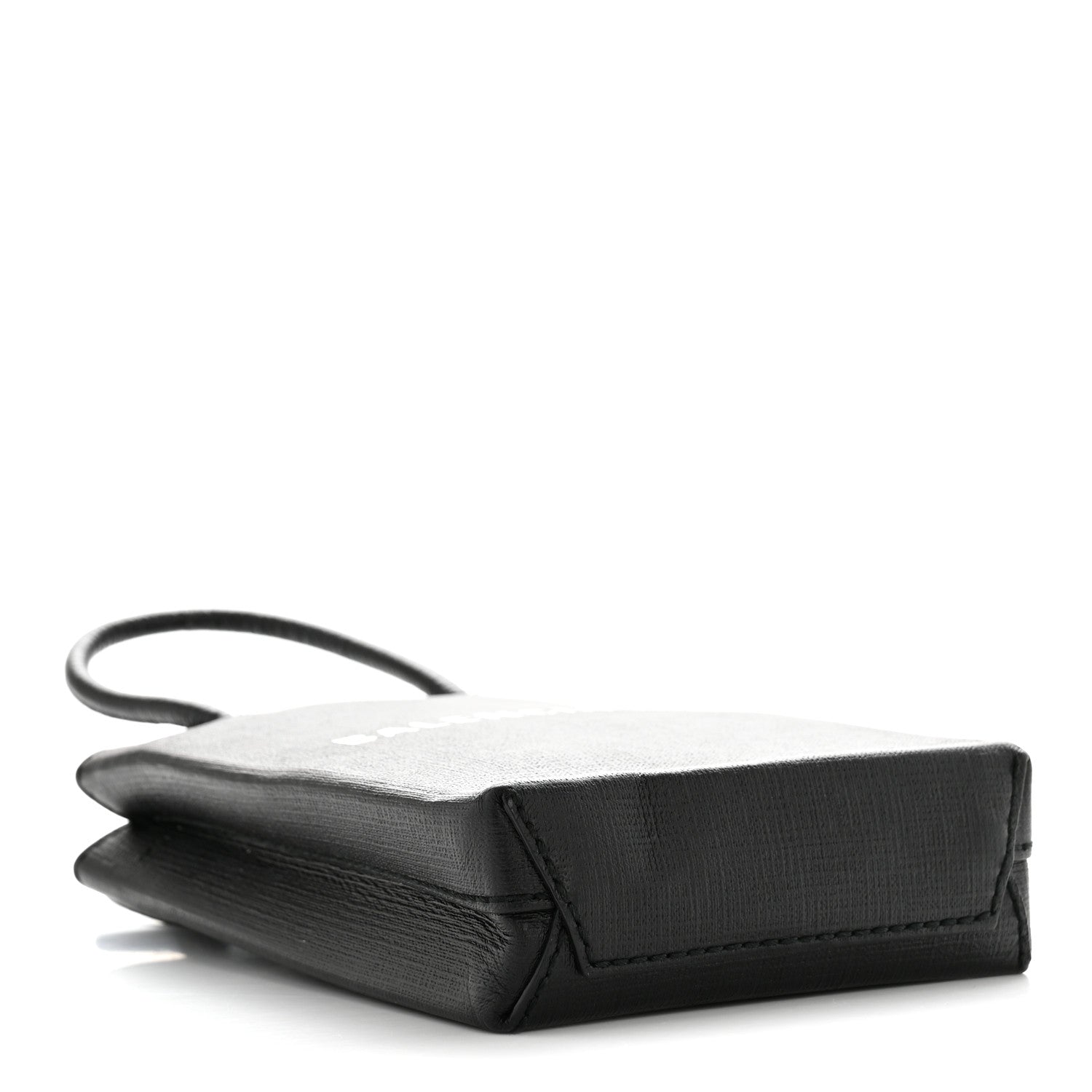 Balenciaga Squared Calfskin Logo Shopping Phone Holder Bag Black