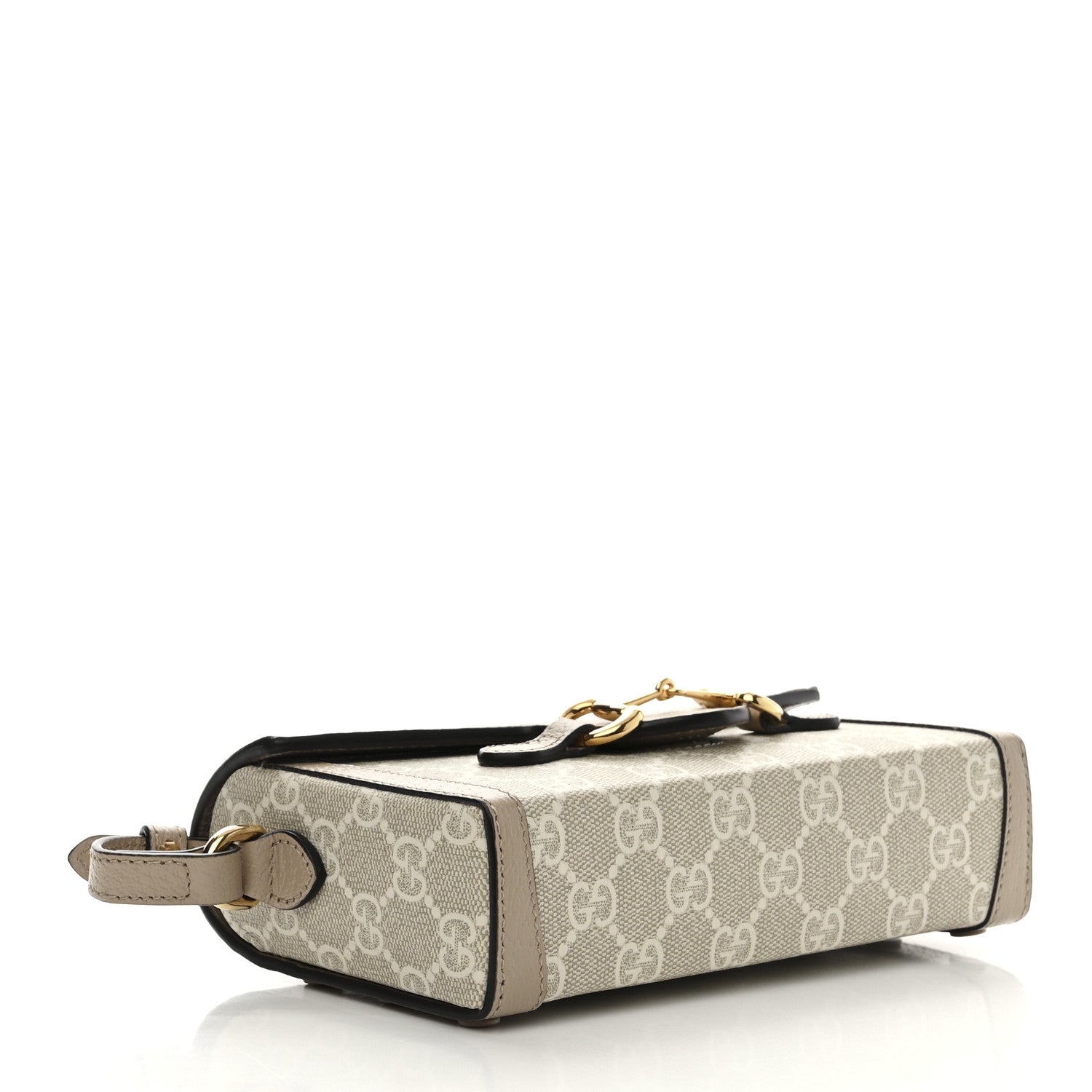 Gucci GG Supreme Monogram Textured Dollar Calfskin Mini Horsebit 1955 Shoulder Bag Beige Mystic White Oatmeal 4 of 10