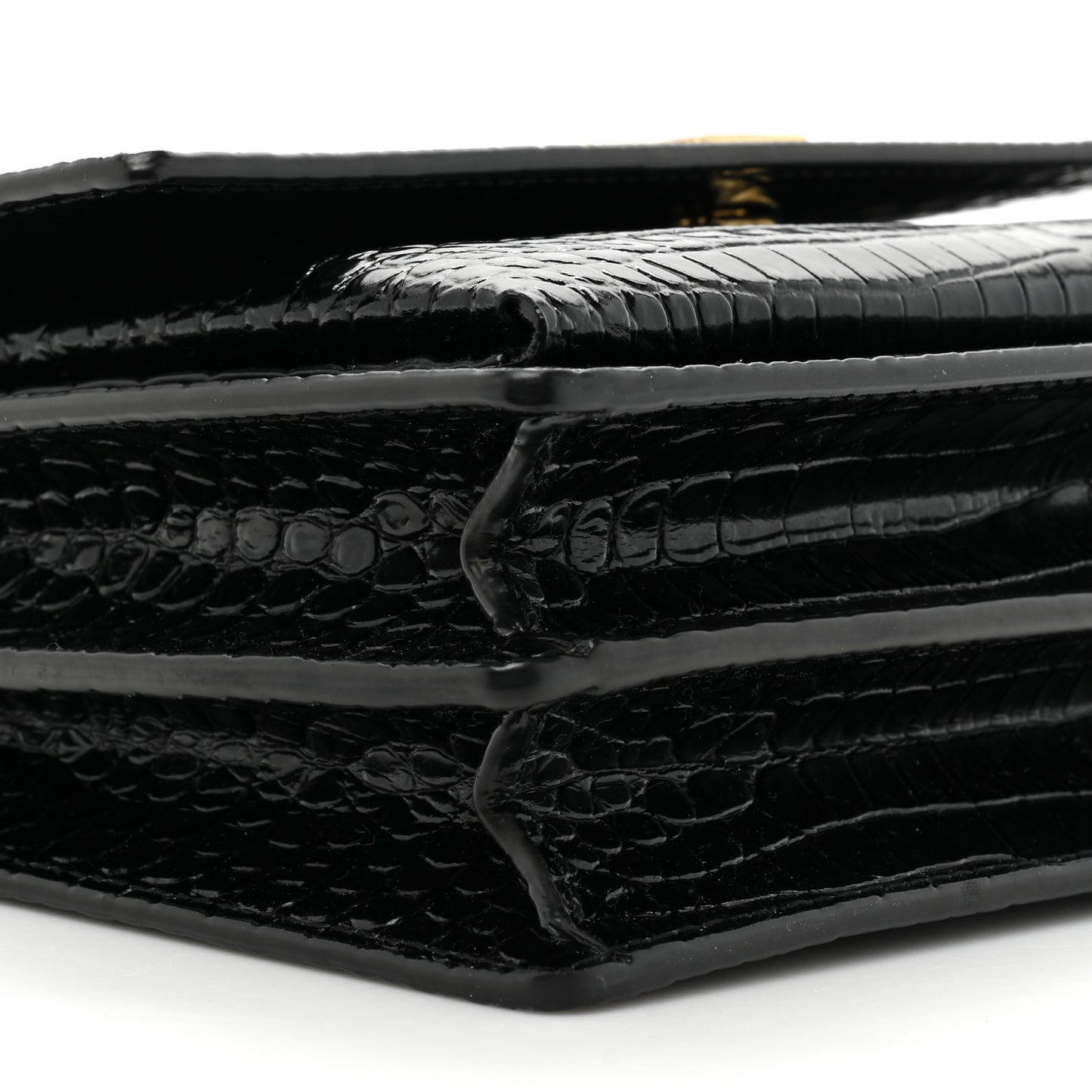 Calfskin Crocodile Embossed Medium Monogram Sunset Black