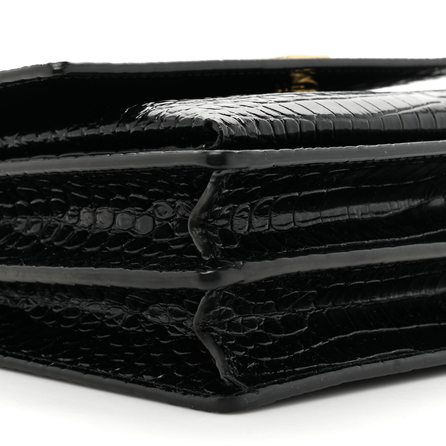 Saint Laurent Calfskin Crocodile Embossed Medium Monogram Sunset Black 10 of 14