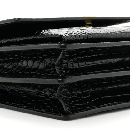 Saint Laurent Calfskin Crocodile Embossed Medium Monogram Sunset Black 10 of 14