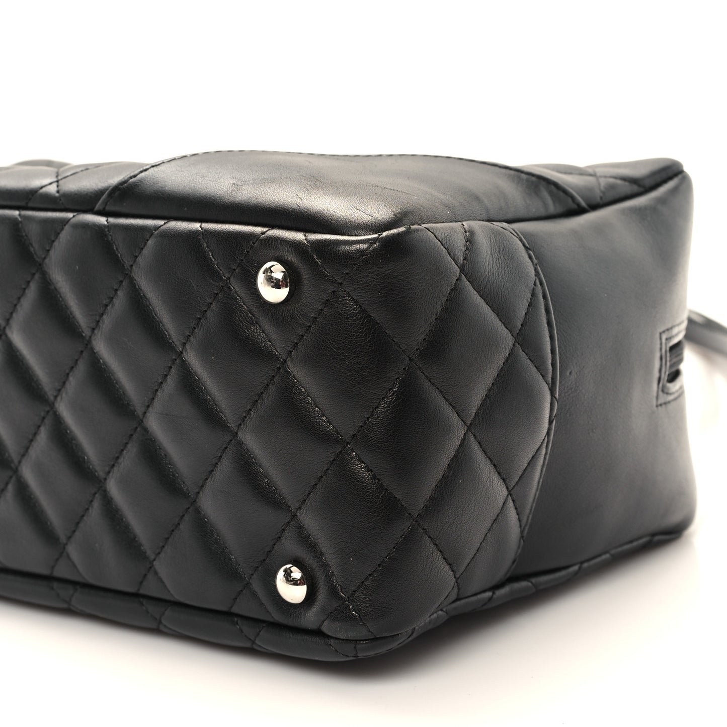 Calfskin Quilted Large Cambon Bowler Black White
