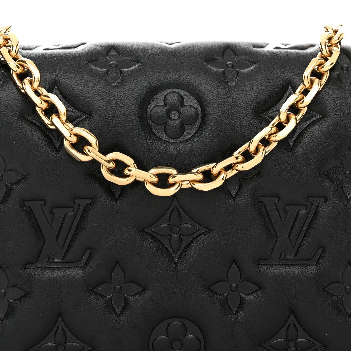Lambskin Embossed Monogram Pochette Coussin Black