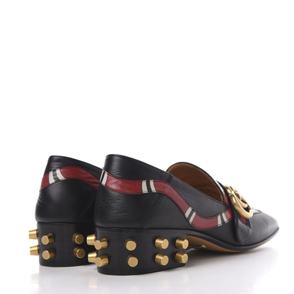 Gucci Malaga Kid Web Kingsnake GG Peyton Loafer Pumps 36.5 Black 4 of 11