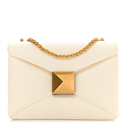 Valentino Garavani Nappa One Stud Chain Clutch Ivory 1 of 8