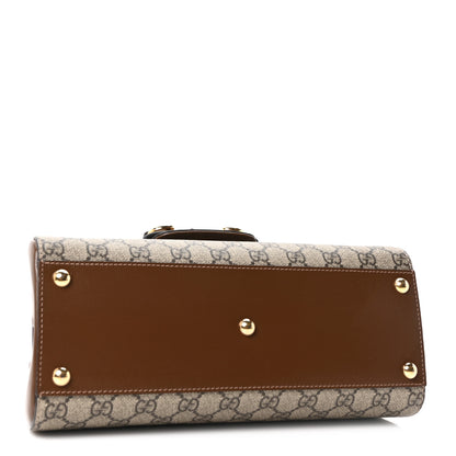 Gucci GG Supreme Monogram Calfskin Medium Horsebit 1955 Top Handle Bag Beige Ebony Brown Sugar 4 of 10
