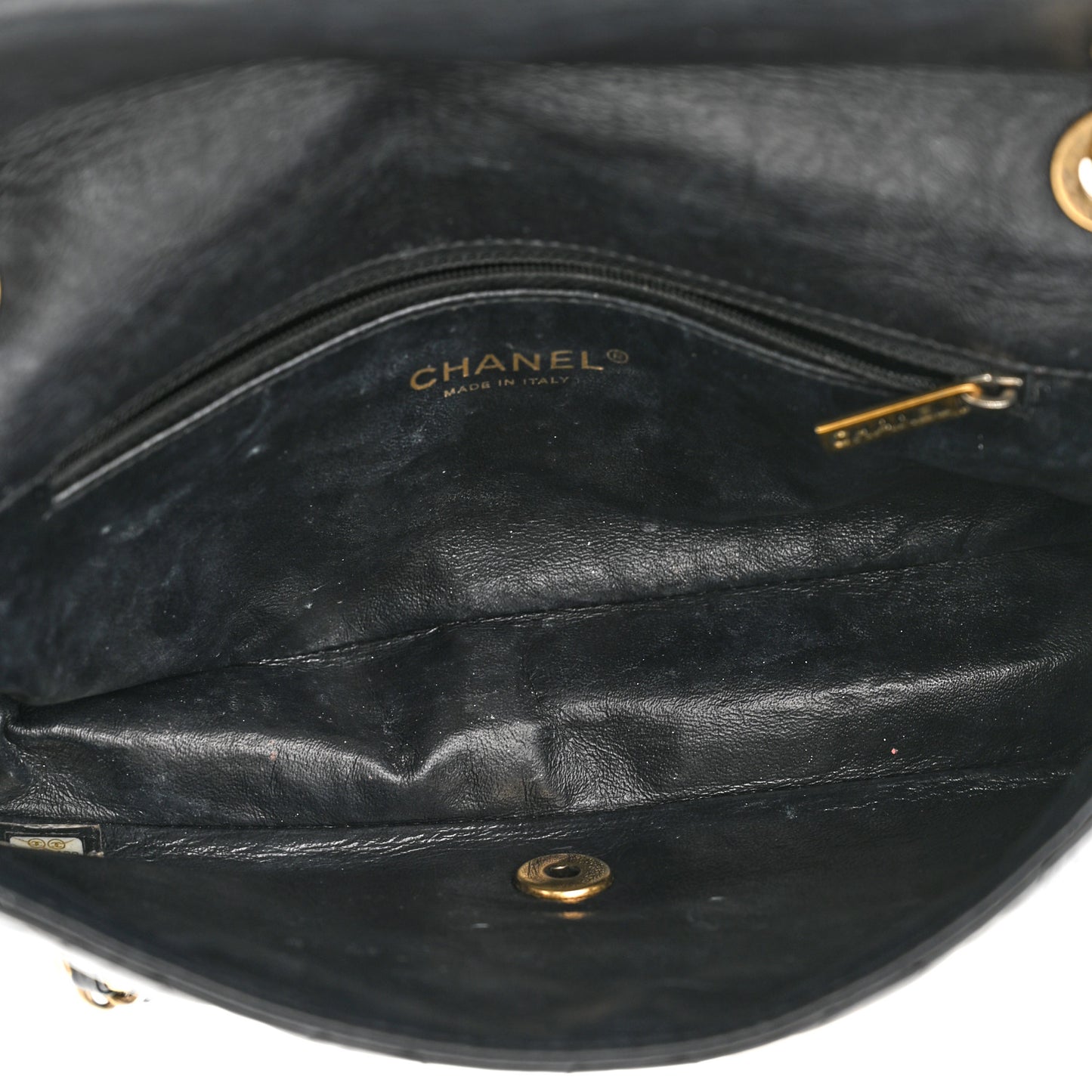 Aged Calfskin Quilted Medium Medallion Flap Black