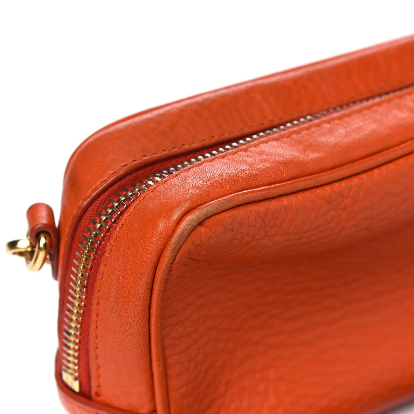 Vitello Daino Mini Camera Crossbody Papaya