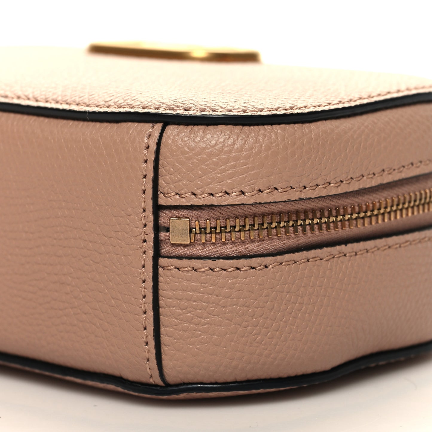 Grainy Calfskin VLogo Top Handle Camera Bag Crossbody Rose Cannelle