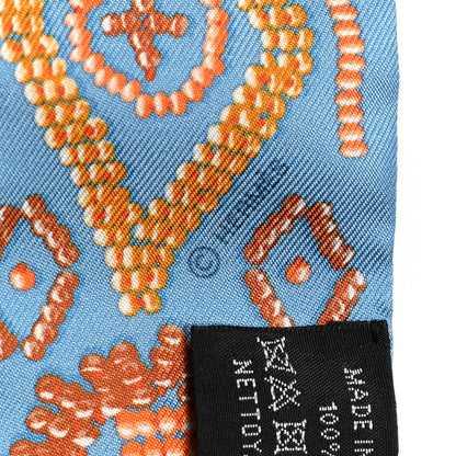 Hermes Silk Kelly En Perles Twilly Bleu Azur Orange 4 of 5