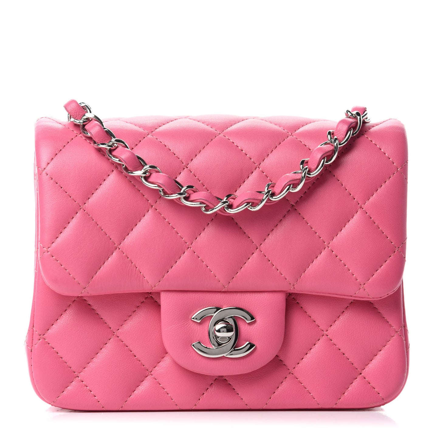 Lambskin Quilted Mini Square Flap Pink