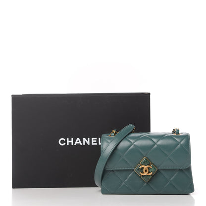 Chanel Lambskin Quilted Diamond Lock Flap Green 11 of 11