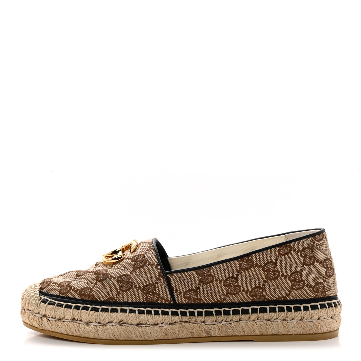 Monogram Matelasse Diagonal GG Marmont Espadrilles 36.5 Beige Ebony Black