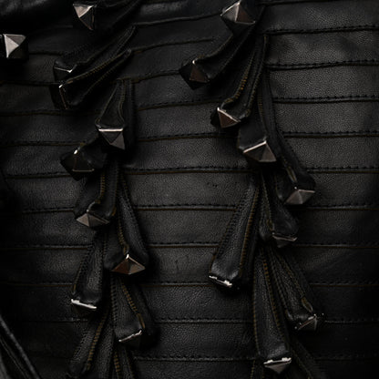 Valentino Garavani Lambskin Rockstud Fringe Bucket Black 11 of 11