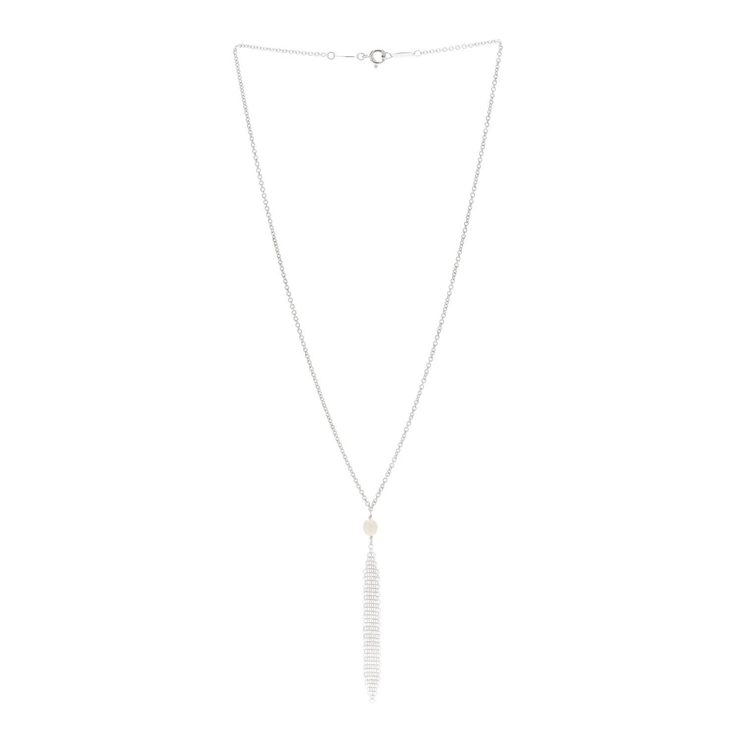 Sterling Silver Pearl Elsa Peretti Mesh Pendant Necklace