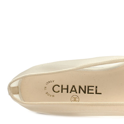 Chanel Mesh Grosgrain CC Cap Toe Ballerina Flats 37 Ivory 8 of 9