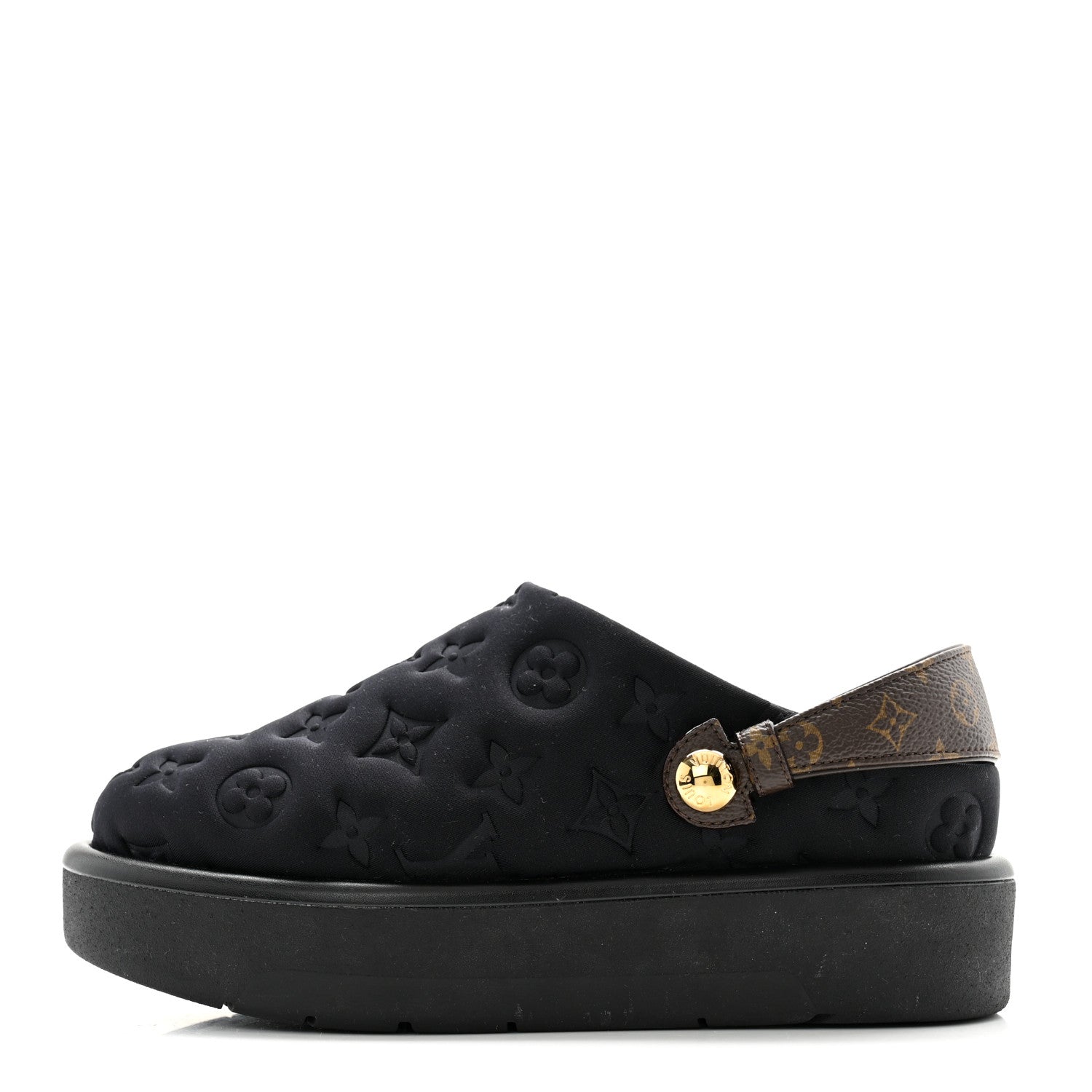 Louis Vuitton Nylon Embossed Monogram Aspen Platform Clog Mules 36 Black 1 of 10