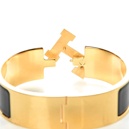 Hermes Enamel Wide Clic Clac H Bracelet GM Black 4 of 5