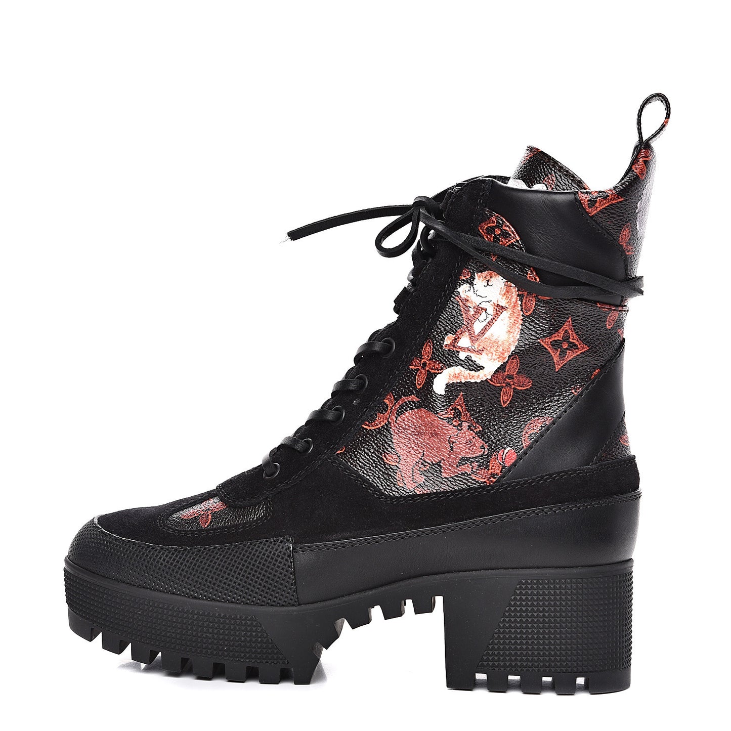 Suede Calfskiin Catogram Laureate Platform Desert Boots 37.5 Black Marron
