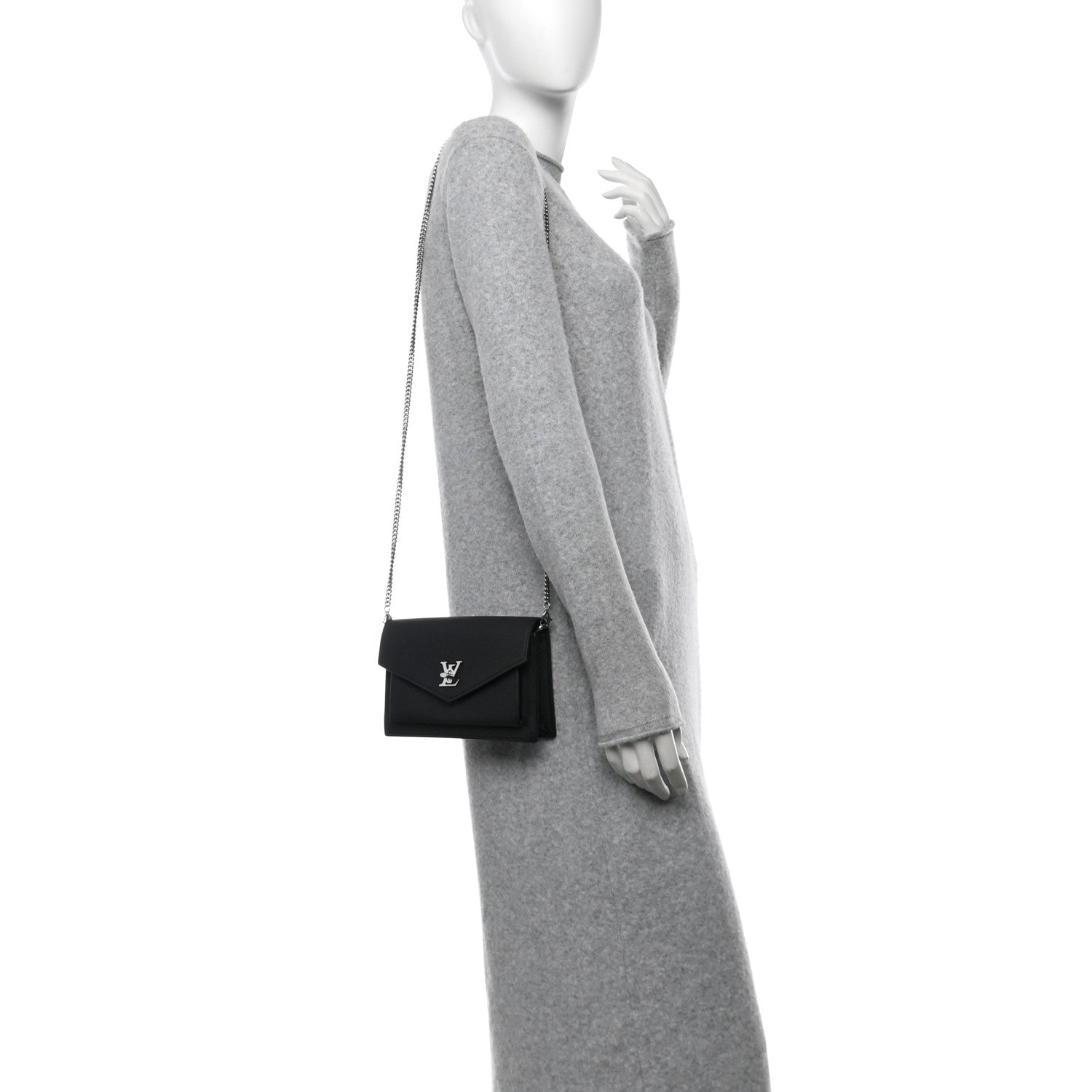 Louis Vuitton Soft Calfskin My Lockme Chain Pochette Black 2 of 12