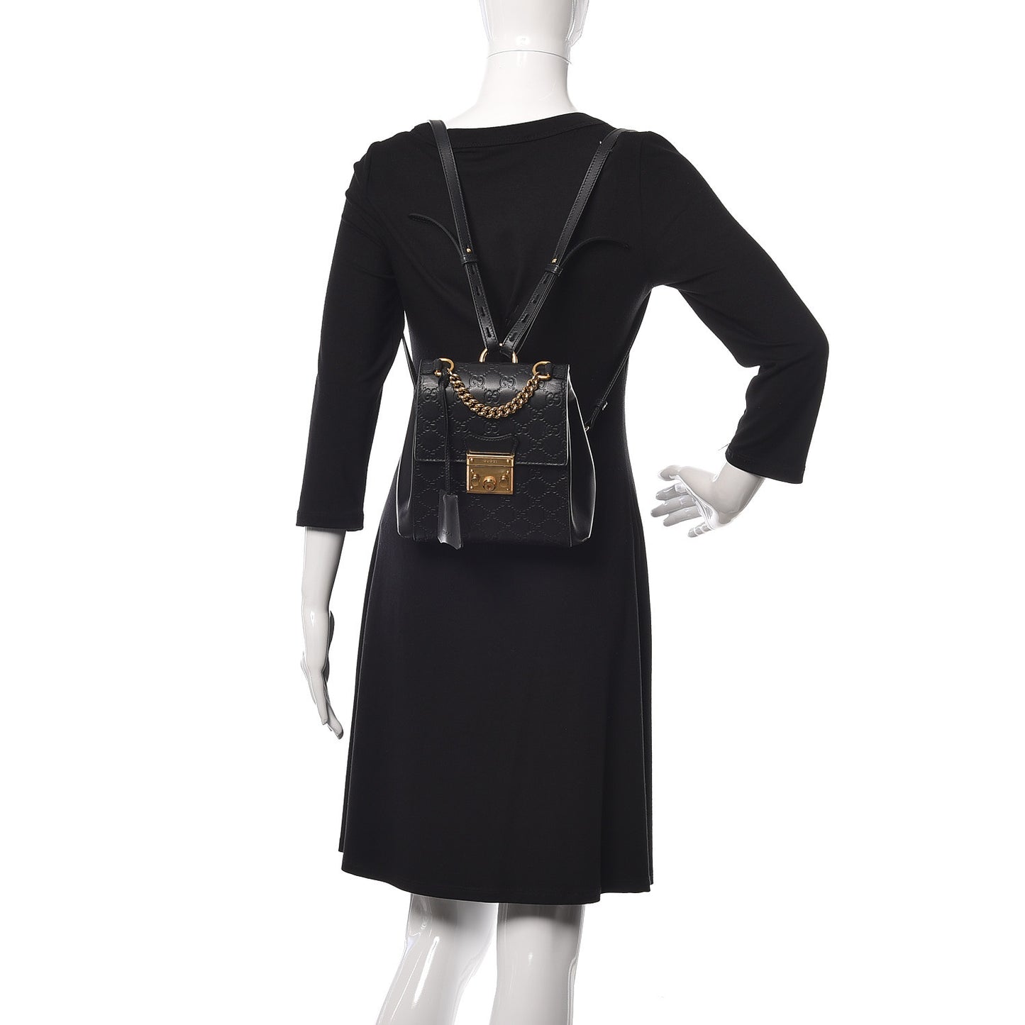 Guccissima Signature Padlock Backpack Black