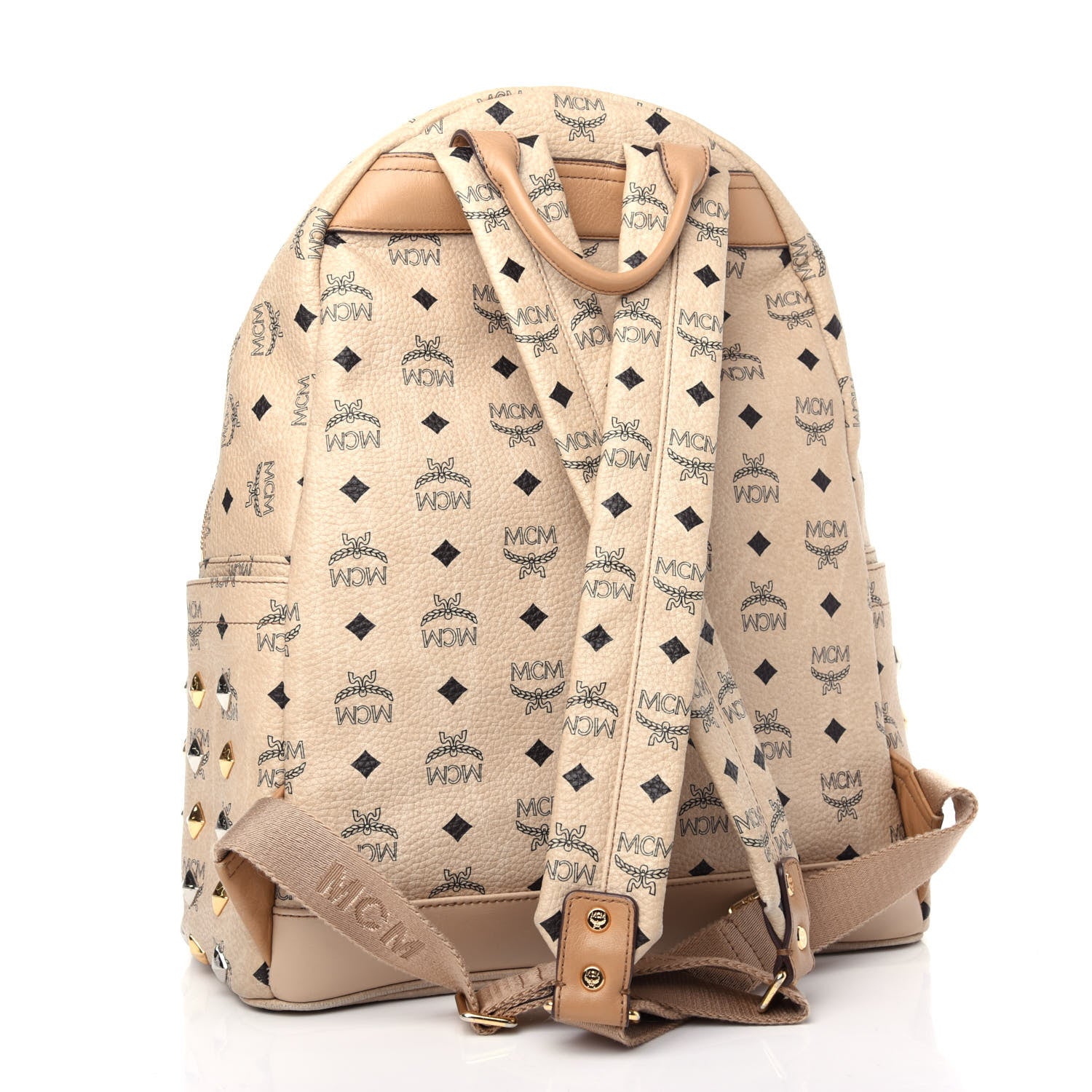 MCM Visetos Medium Studded Stark Backpack Beige 3 of 11