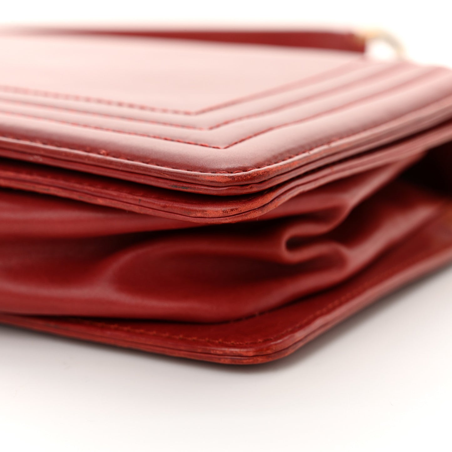 Glazed Calfskin Medium Boy Flap Red