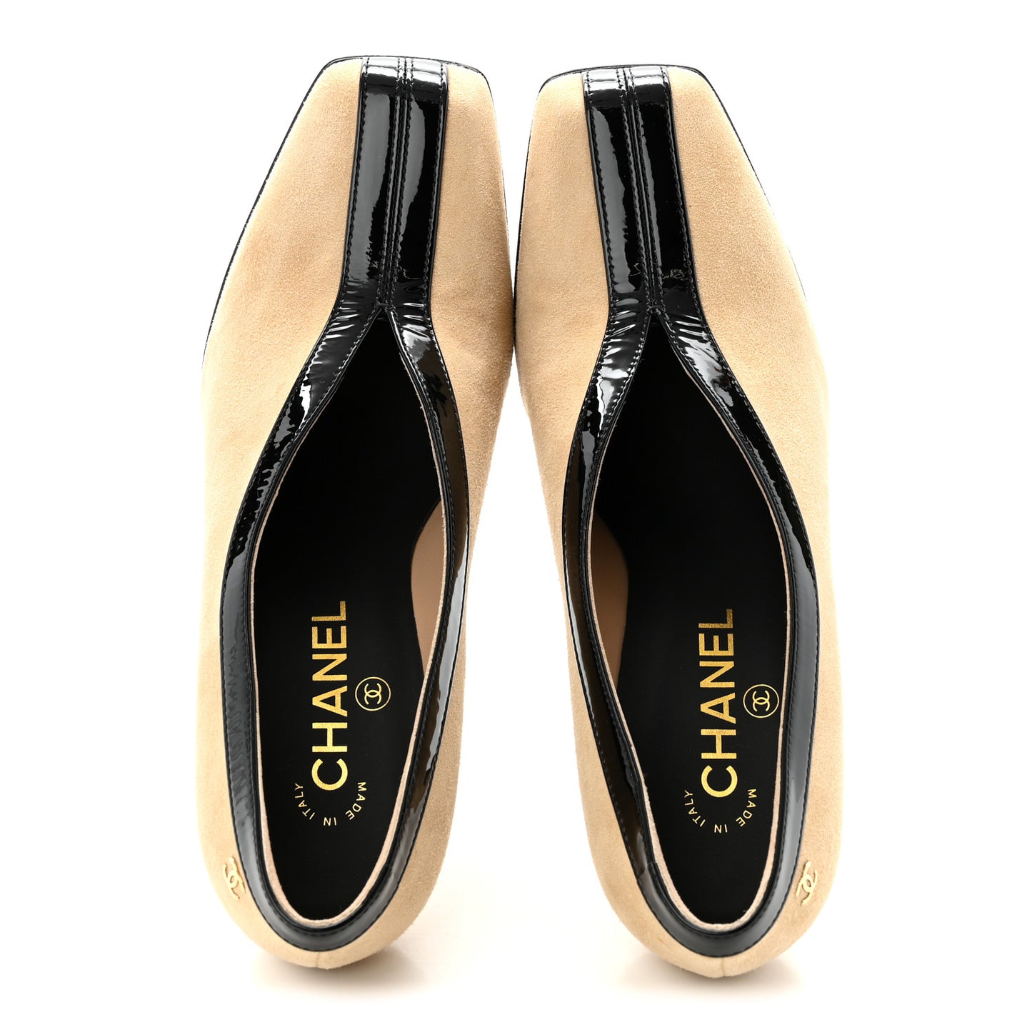 Suede Patent Calfskin Pumps 38 Beige Black