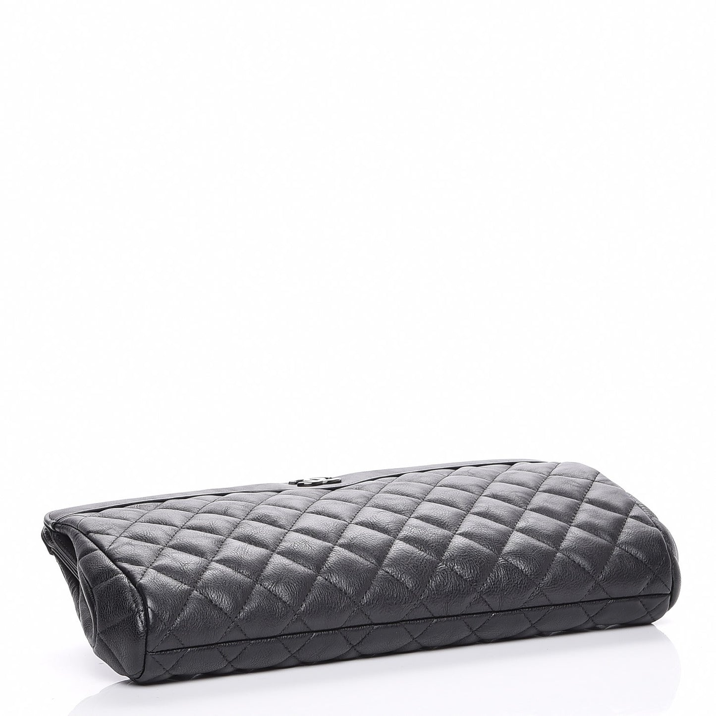 Crumpled Calfskin Quilted Clutch So Black
