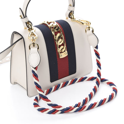Gucci Calfskin Embroidered Mini Sylvie Top Handle Bag White 18 of 18