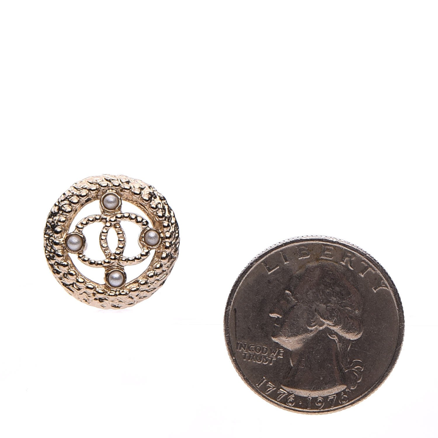 Chanel Pearl CC Earrings Light Gold 2 of 6