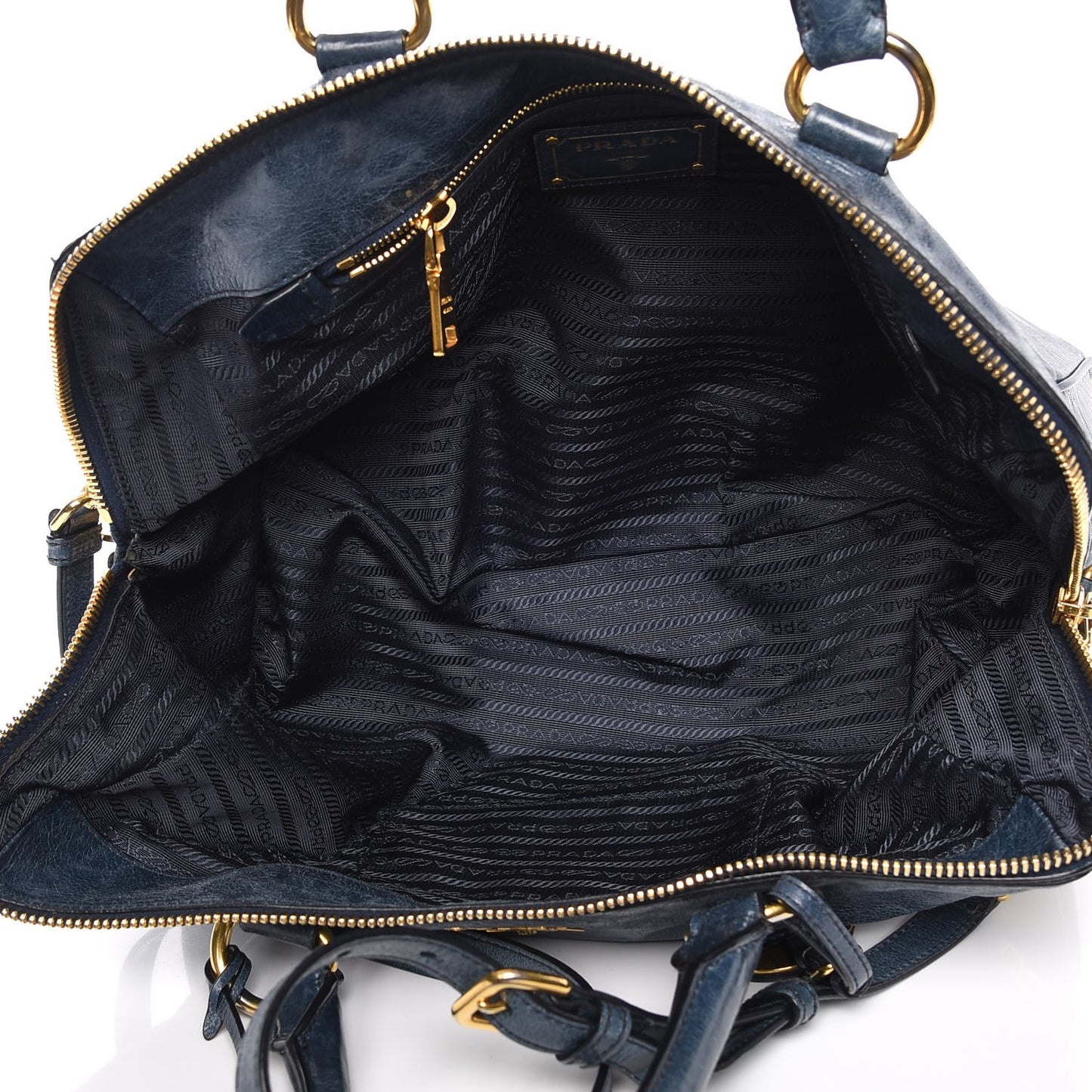 Vitello Shine Shopping Satchel Denim