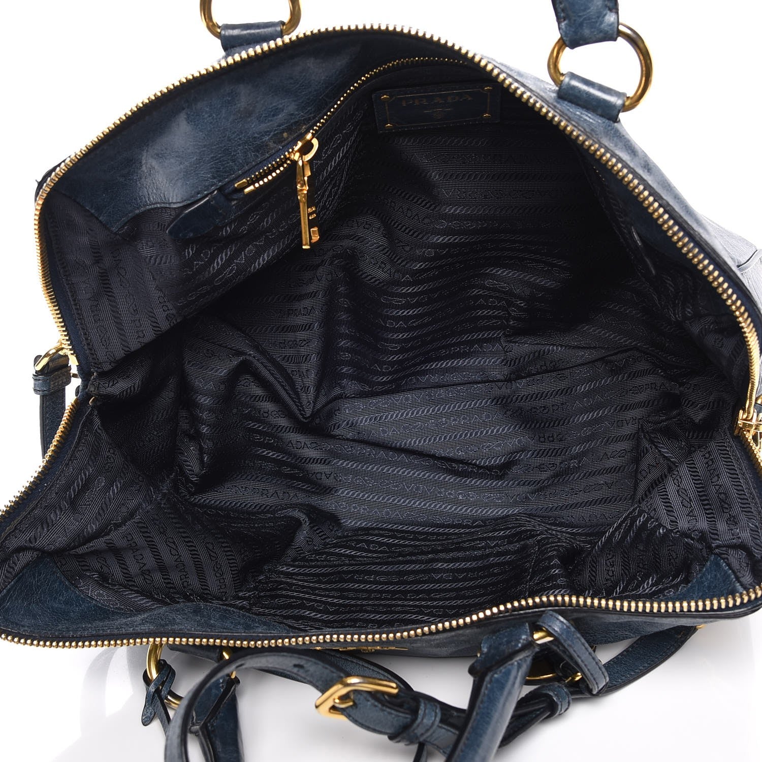 Prada Vitello Shine Shopping Satchel Denim 6 of 13