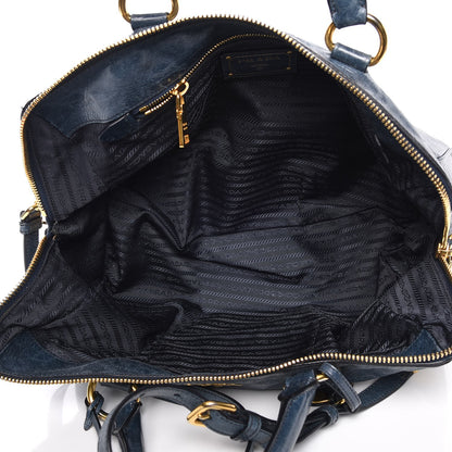 Prada Vitello Shine Shopping Satchel Denim 6 of 13