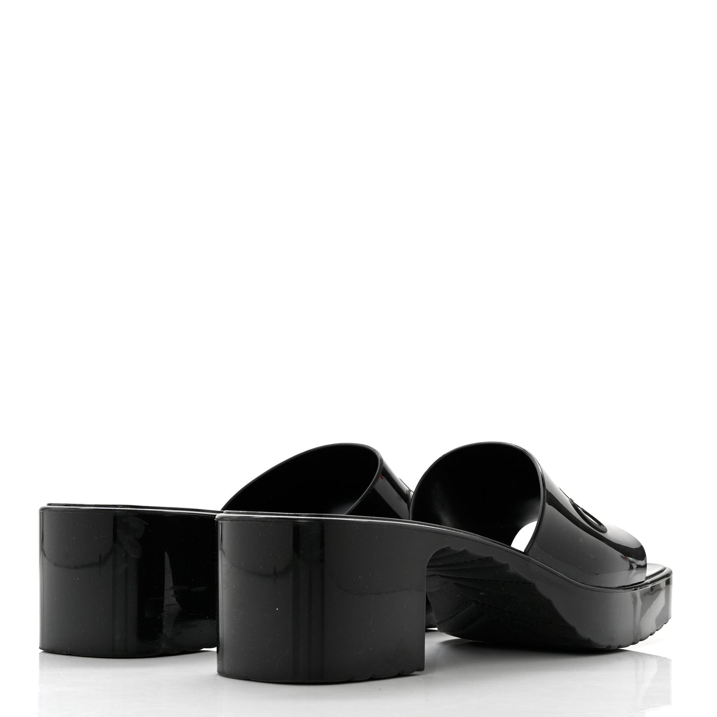 Rubber Gucci Logo Womens Platform 20/60mm Slide Sandals 38 Black