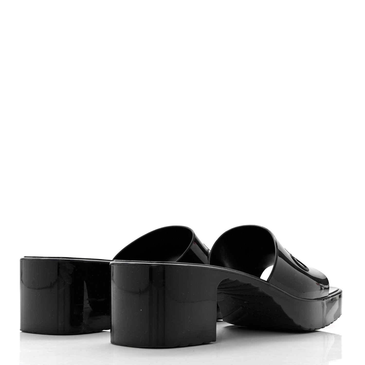 Gucci Rubber Gucci Logo Womens Platform 20/60mm Slide Sandals 38 Black 4 of 8