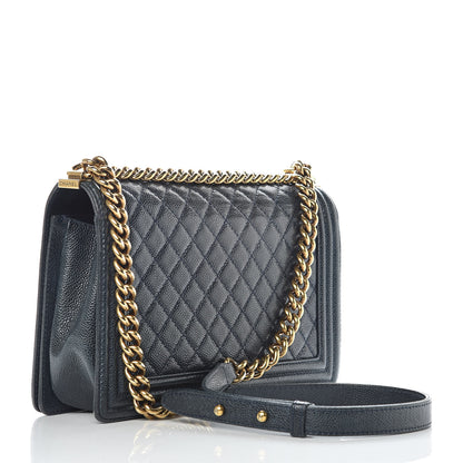 Chanel Caviar Quilted New Medium Boy Flap Blue 3 of 19