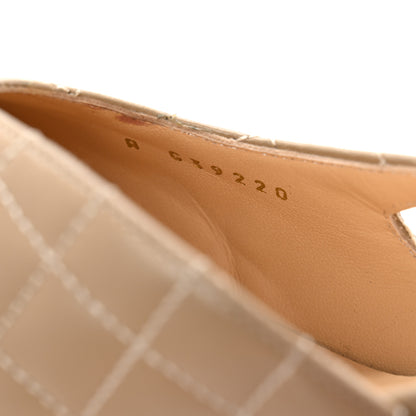 Chanel Lambskin Patent Calfskin Quilted Cap Toe CC Slingback Pumps 40 Beige Black 9 of 10