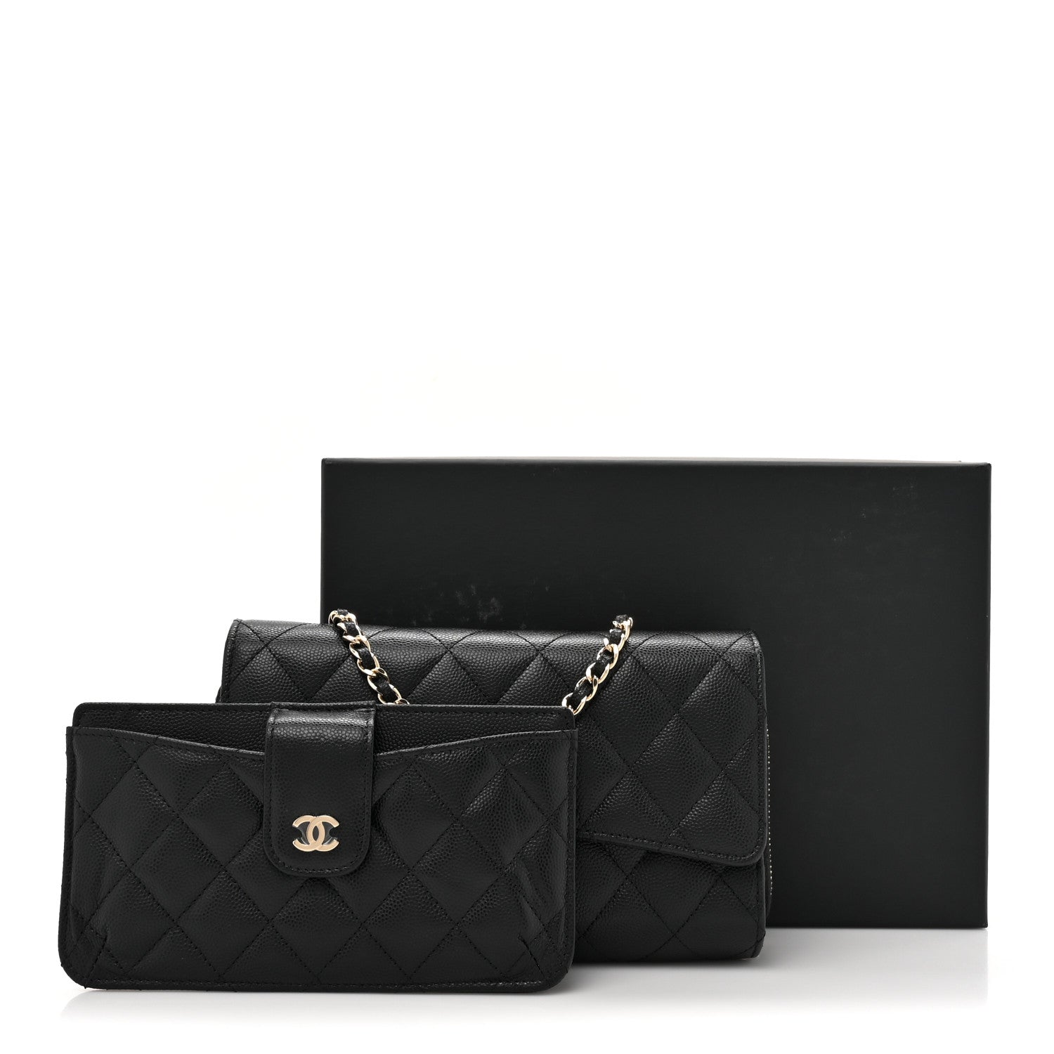 Chanel Caviar Quilted Phone Holder Wallet on Removable Chain Black 17 of 17