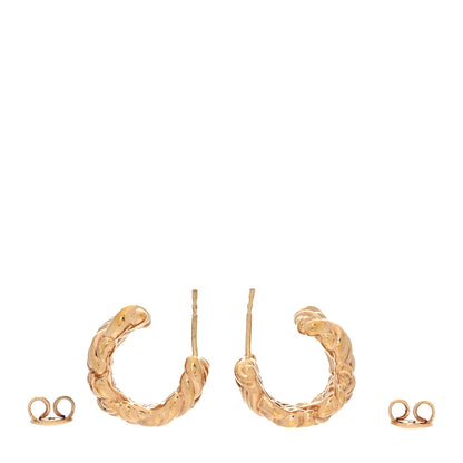 Bottega Veneta Sterling Silver Large Intreccio Hoop Earrings Gold 3 of 4